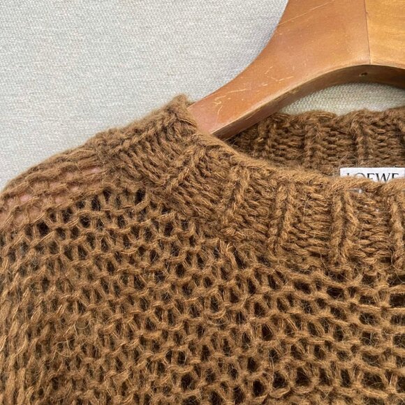 Loewe Anagram Embroidered Striped Mohair-blend Brown Sweater - Picture 9 of 13